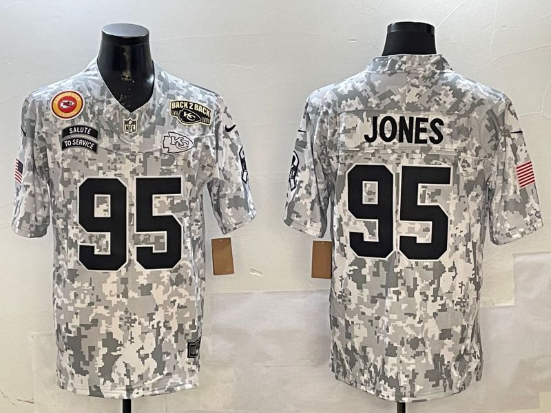 Men Kansas City Chiefs #95 Jones Camo 2025 Nike Salute to Service Limited NFL Jersey style 7